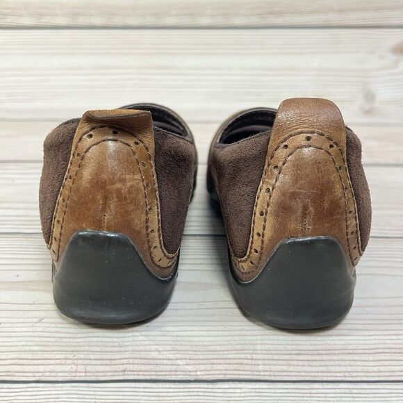 Merrell Plaza Bandeau Shoe Womens 6 Espresso Brown Suede Mary Jane Slip On Wedge - Picture 3 of 14